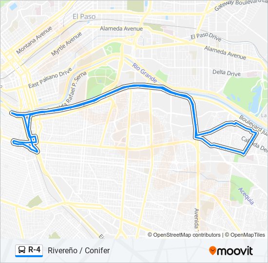 Mapa de R-4 de autobús