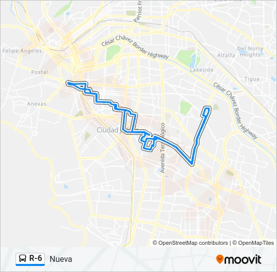R-6 Bus Line Map