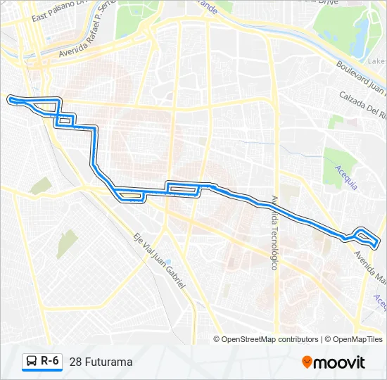 R-6 Bus Line Map