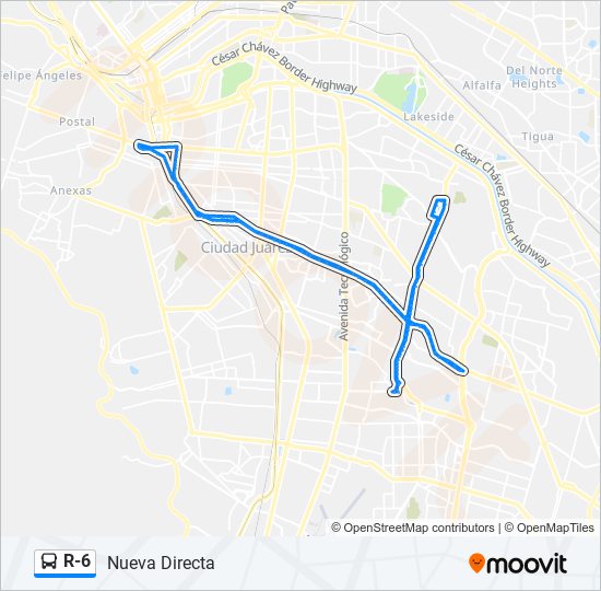 R-6 bus Line Map