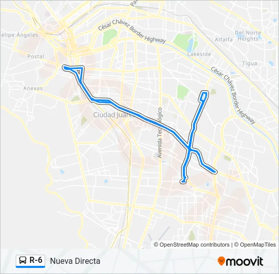 R-6 Bus Line Map
