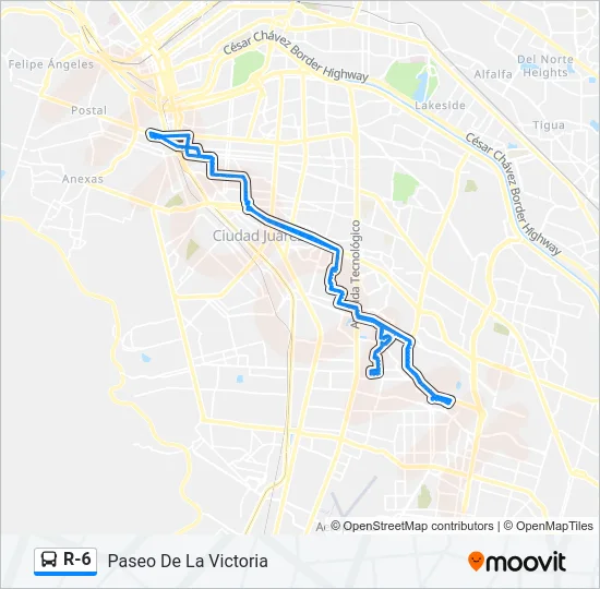 R-6 Bus Line Map