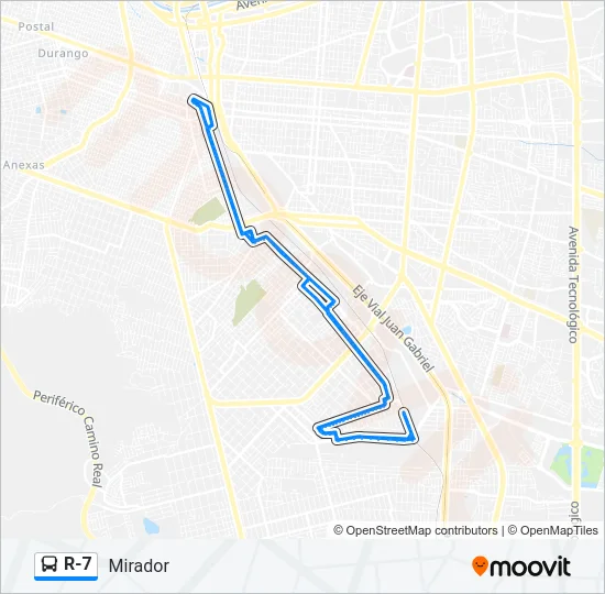 R-7 Bus Line Map