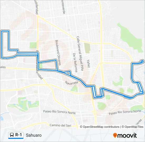R-1 Bus Line Map