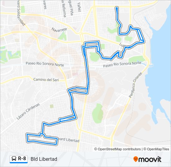 Mapa de R-8 de autobús