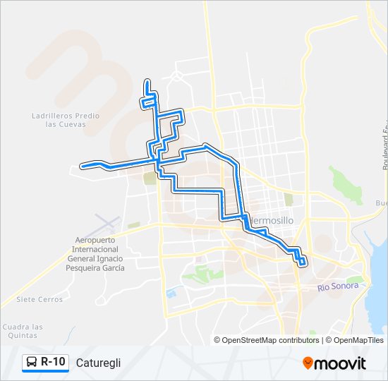 Mapa de R-10 de autobús