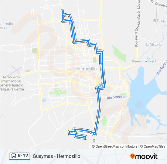 Mapa de R-12 de autobús