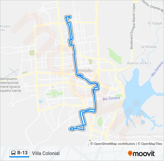 R-13 Bus Line Map