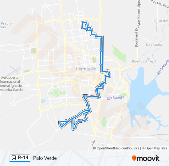 Mapa de R-14 de autobús
