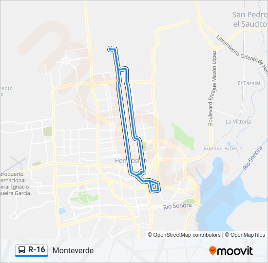 R-16 Bus Line Map