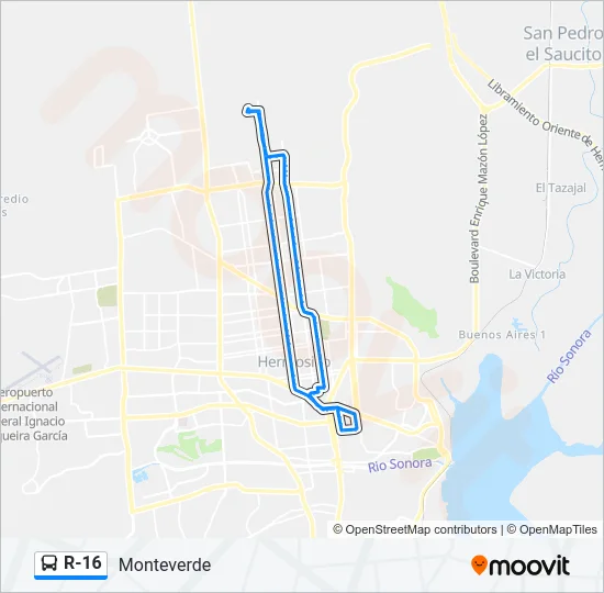 R-16 Bus Line Map
