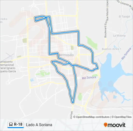 R-18 Bus Line Map