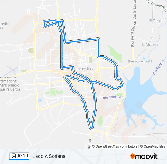 Ruta r18: horarios, paradas y mapas - Lado A Soriana (Actualizado)