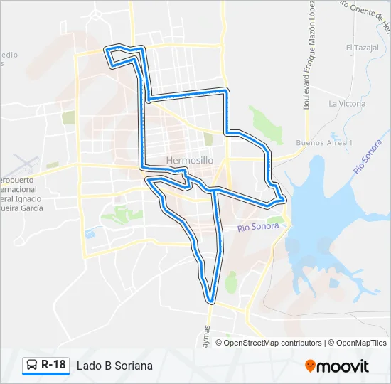 R-18 Bus Line Map