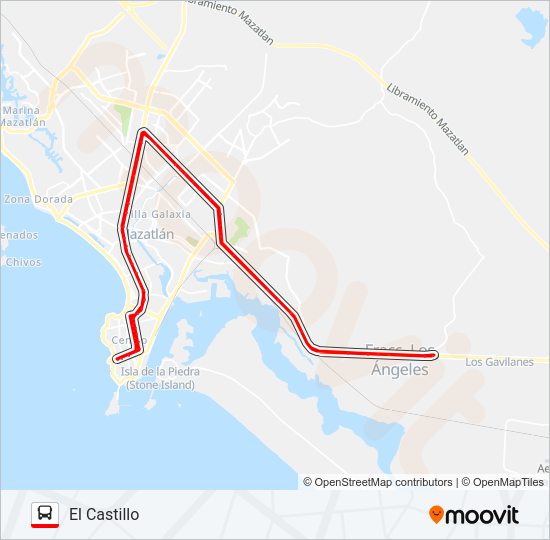 Mapa de SIRENA SHCP - EL CASTILLO de autobús