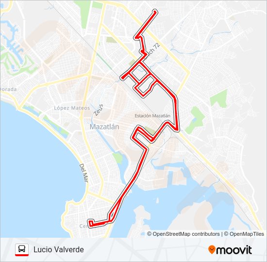 Mapa de ZAPATA JUÁREZ MERCADO MUNICIPAL PINO SUÁREZ - LUCIO VALVERDE de autobús