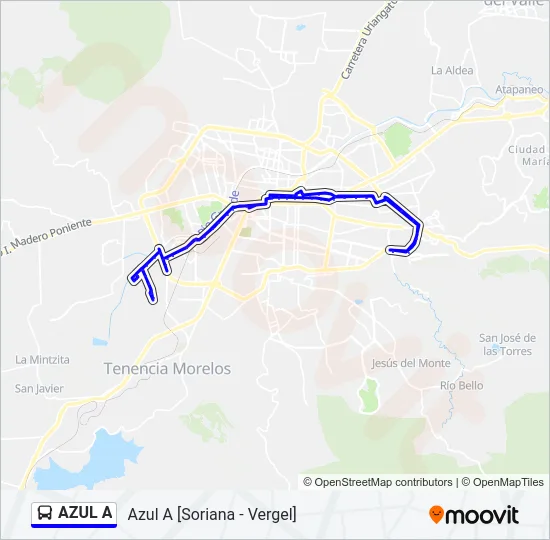 AZUL A Bus Line Map