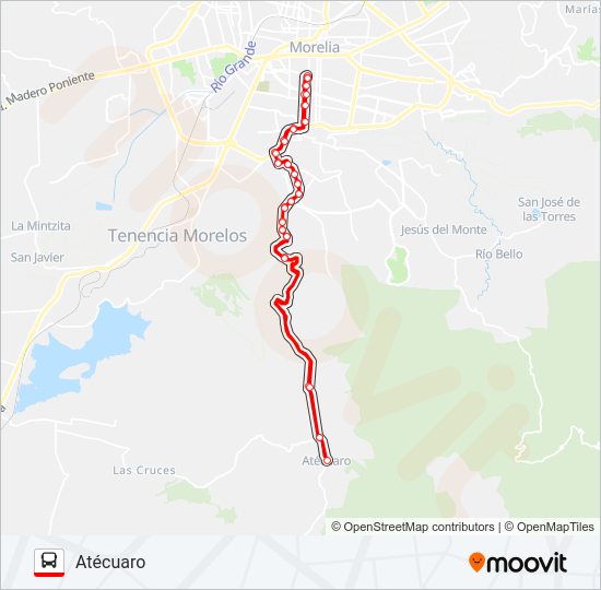 Mapa de ATÉCUARO de autobús