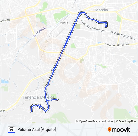 Mapa de PALOMA AZUL de autobús