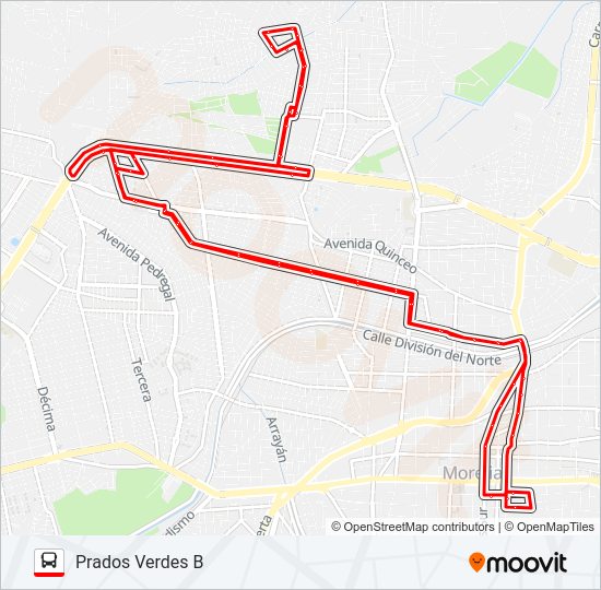 Mapa de PRADOS VERDES B de autobús