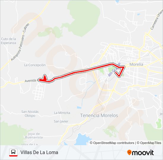 Mapa de VILLAS DE LA LOMA de autobús