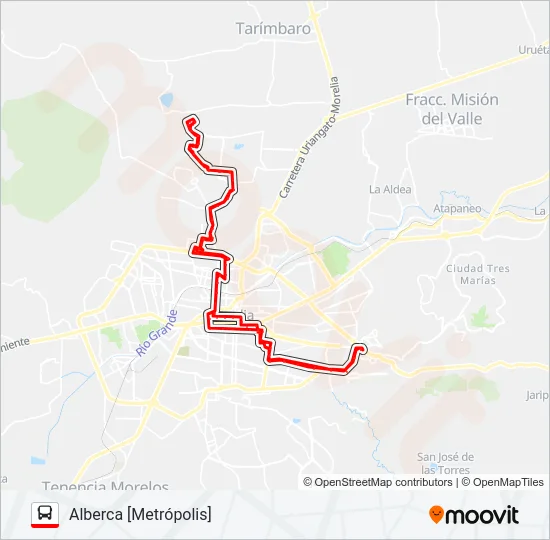 ALBERCA [METRÓPOLIS] Bus Line Map
