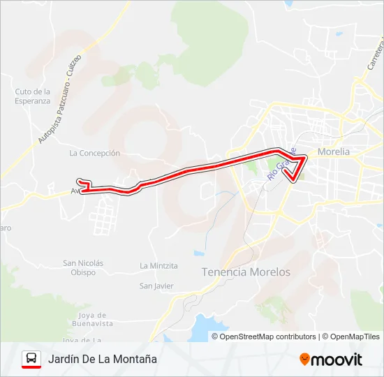 JARDÍN DE LA MONTAÑA Bus Line Map