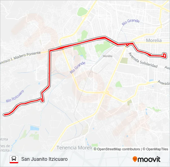 SAN JUANITO ITZICUARO Bus Line Map