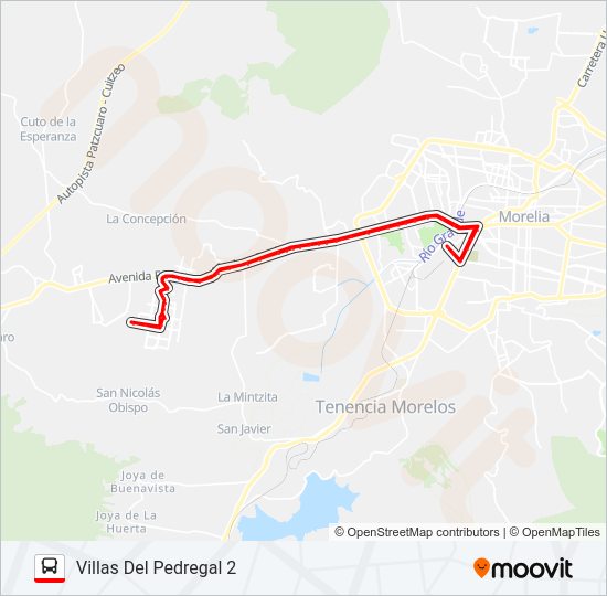Mapa de VILLAS DEL PEDREGAL 2 de autobús