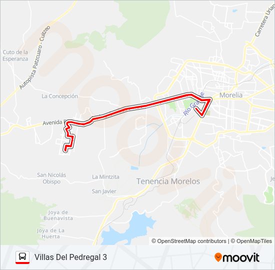 Mapa de VILLAS DEL PEDREGAL 3 de autobús