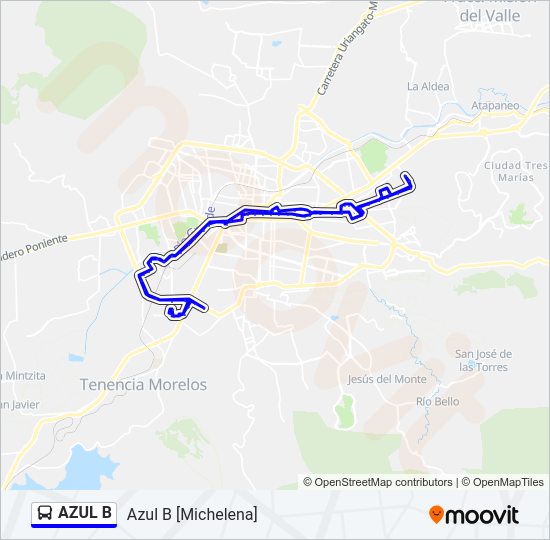 Mapa de AZUL B de autobús