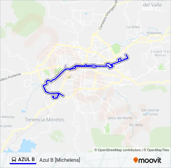 AZUL B Bus Line Map