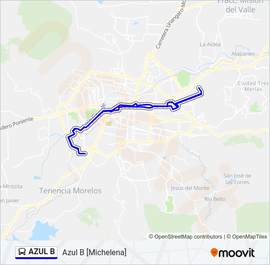 Mapa de AZUL B de autobús