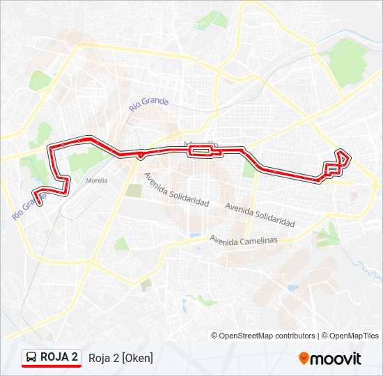 Mapa de ROJA 2 de autobús