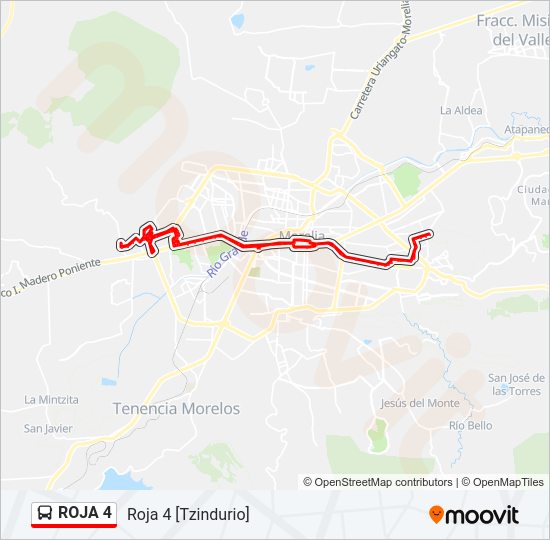 Mapa de ROJA 4 de autobús