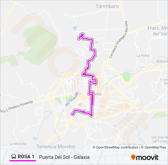 Mapa de ROSA 1 de autobús