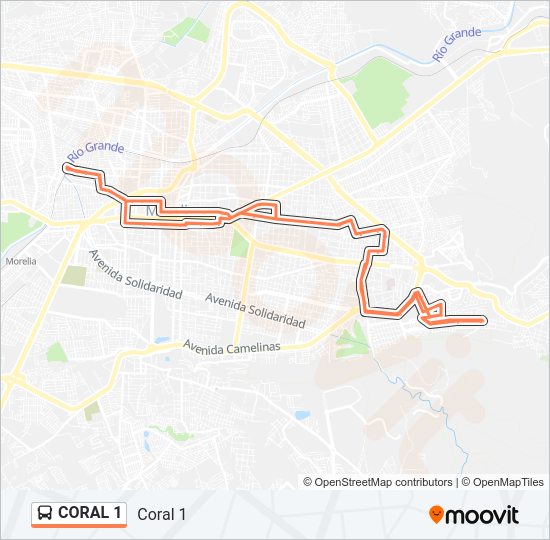 Mapa de CORAL 1 de autobús