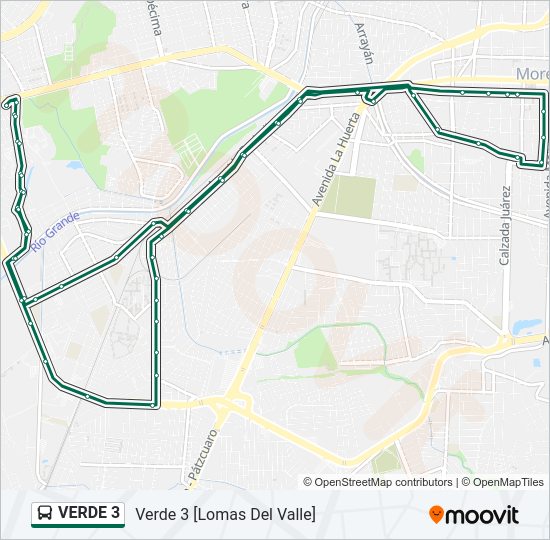 Mapa de VERDE 3 de autobús