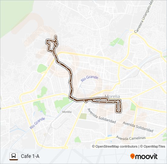 Mapa de CAFE 1-A de autobús