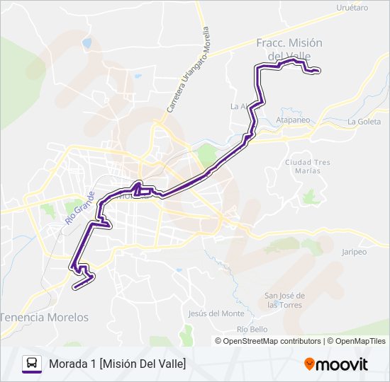 Mapa de MORADA 1 de autobús