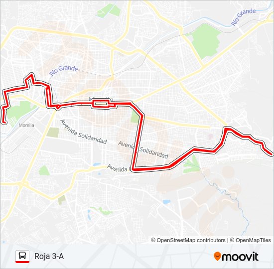 Mapa de ROJA 3-A de autobús
