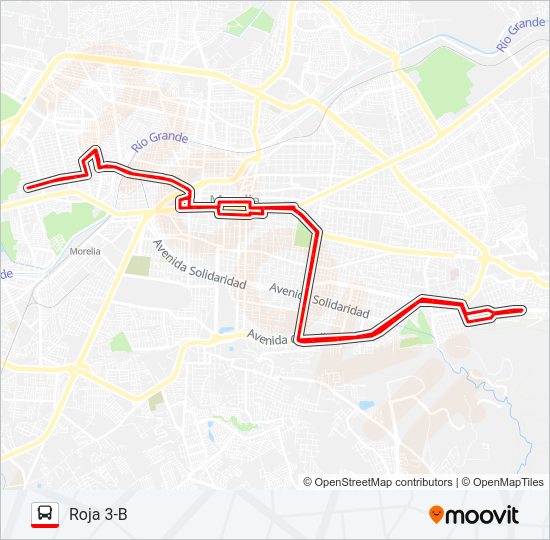 Mapa de ROJA 3-B de autobús