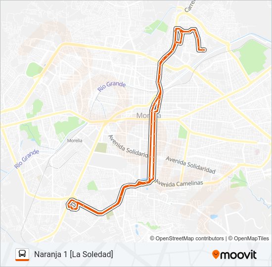 Mapa de NARANJA 1 de autobús