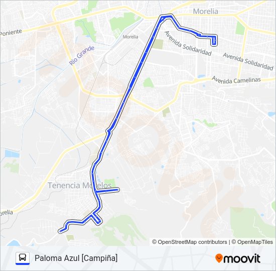 Mapa de PALOMA AZUL de autobús