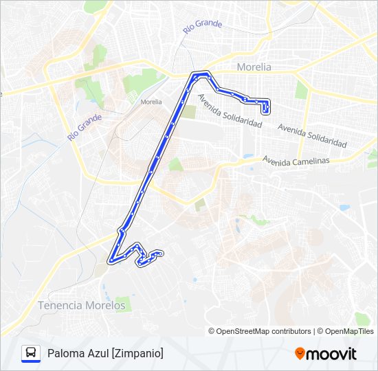 Mapa de PALOMA AZUL de autobús