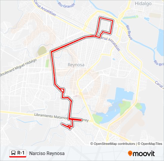 Mapa de R-1 de autobús