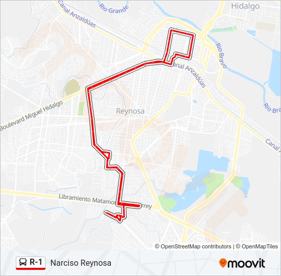 R-1 Bus Line Map