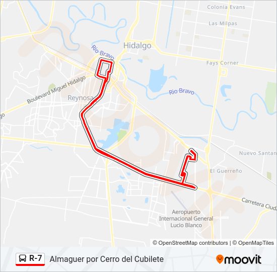 Mapa de R-7 de autobús