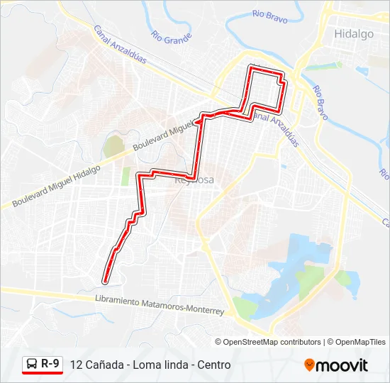 R-9 Bus Line Map