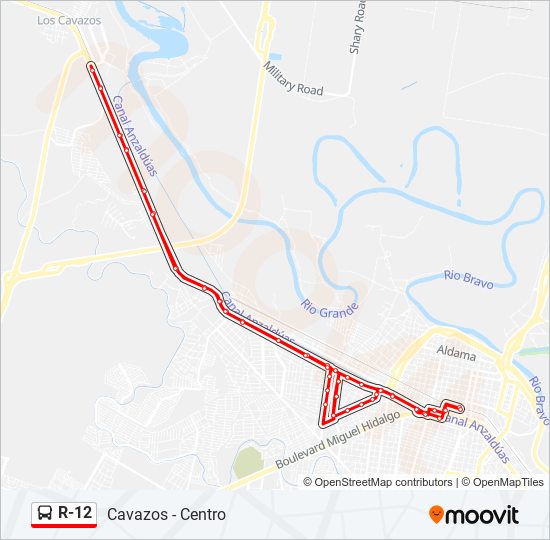 Mapa de R-12 de autobús